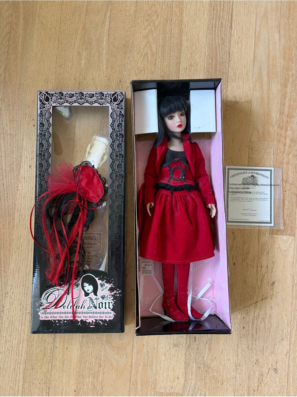 Ashton Drake Delilah Noir doll 16” red black gothic